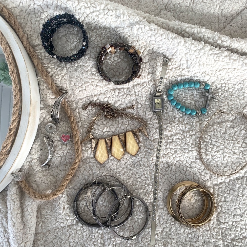 Jewelry lot: watch, choker, and bracelets!